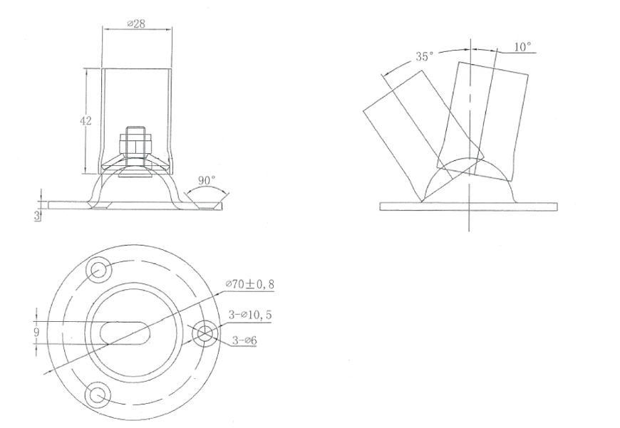 Dimensions platine inox tube 25 mm osculati
